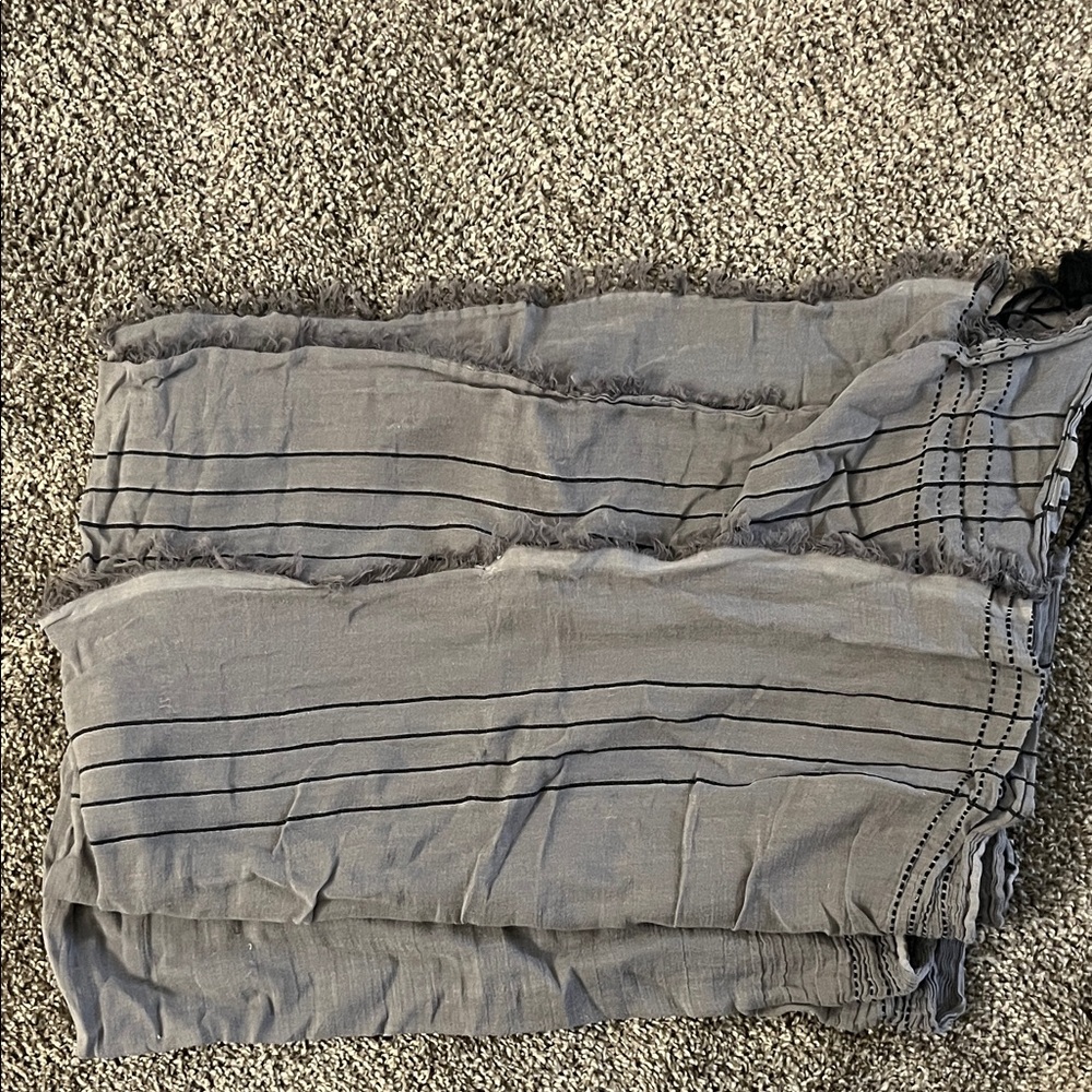 lululemon cotton Gray Striped Scarf